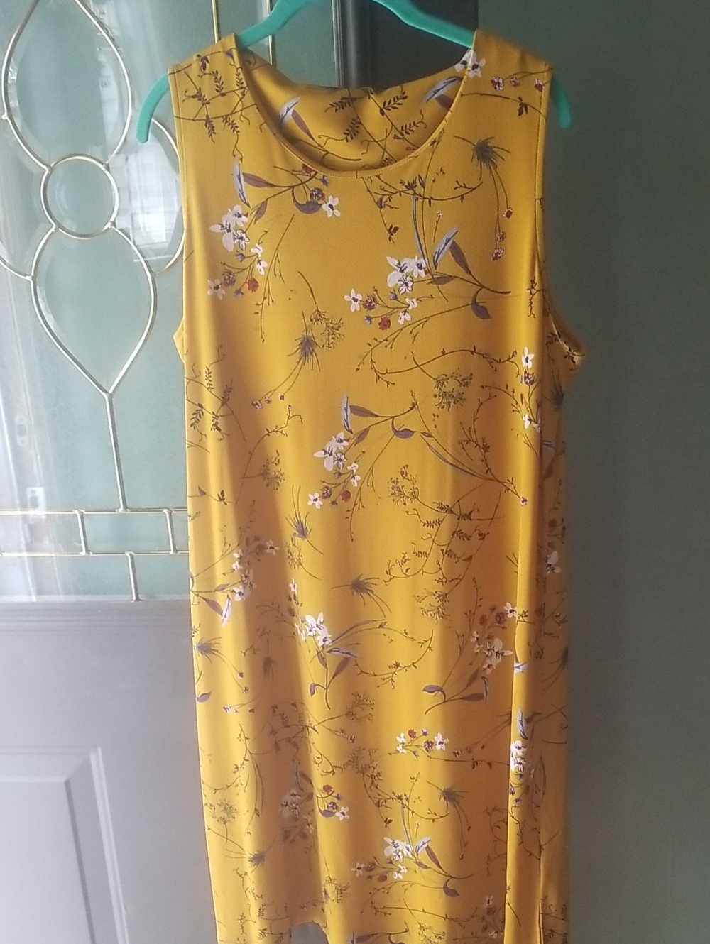 Mustard Yellow Floral Sleeveless Shift Dress